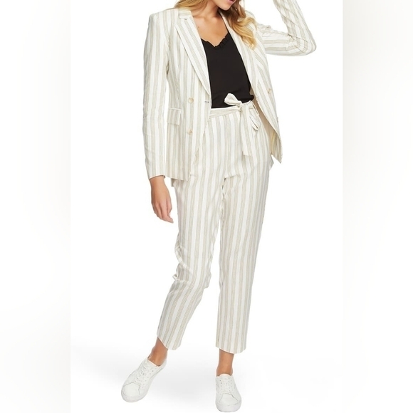 1. STATE Duet Double Breasted Striped Pantsuit in 10 - Picture 1 of 12